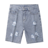 Short en jean déchiré grande taille pour homme, jean décontracté au genou pour l'été